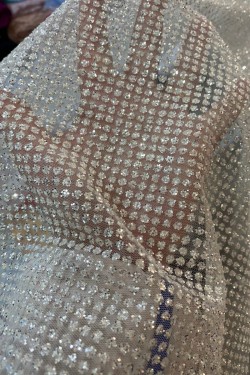 thick polka dot glitter tulle close-up