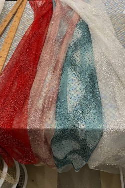 glitter tulle with microsequins Rosena colors: red, powder, mint, silver